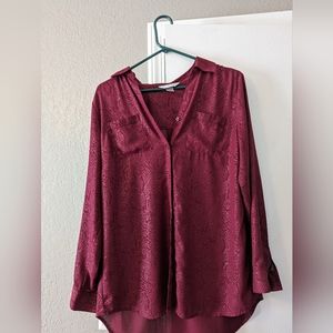 Women's Christopher and Banks Maroon button top M